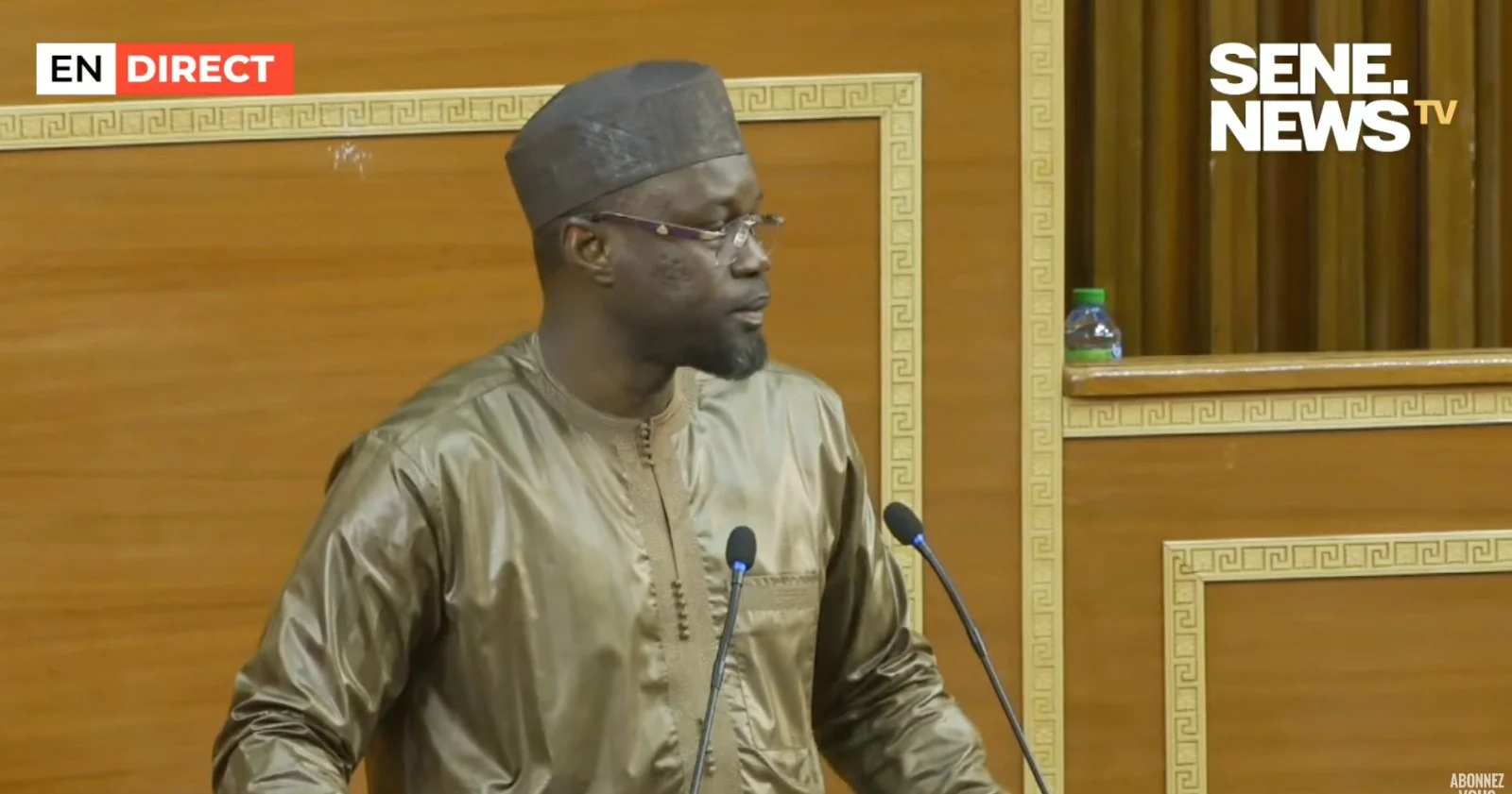 Ousmane Sonko lors d'une déclaration sur l'homosexualité