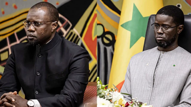 Portrait de Bassirou Diomaye Faye et Ousmane Sonko en fond d'écran