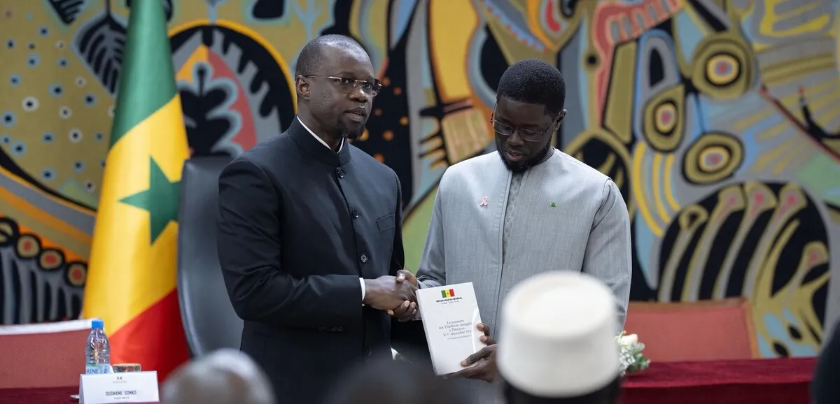 Ousmane Sonko, président de l'Assemblée nationale du Sénégal, lors de sa prise de parole