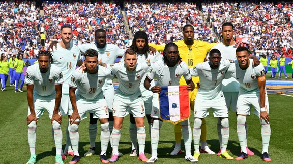 Jules Koundé lors d'un match avec l'équipe de France