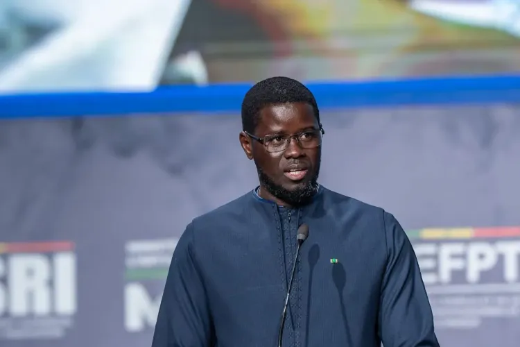 Bassirou Diomaye Faye, président du Sénégal, lors de la présentation de son nouveau parti politique.