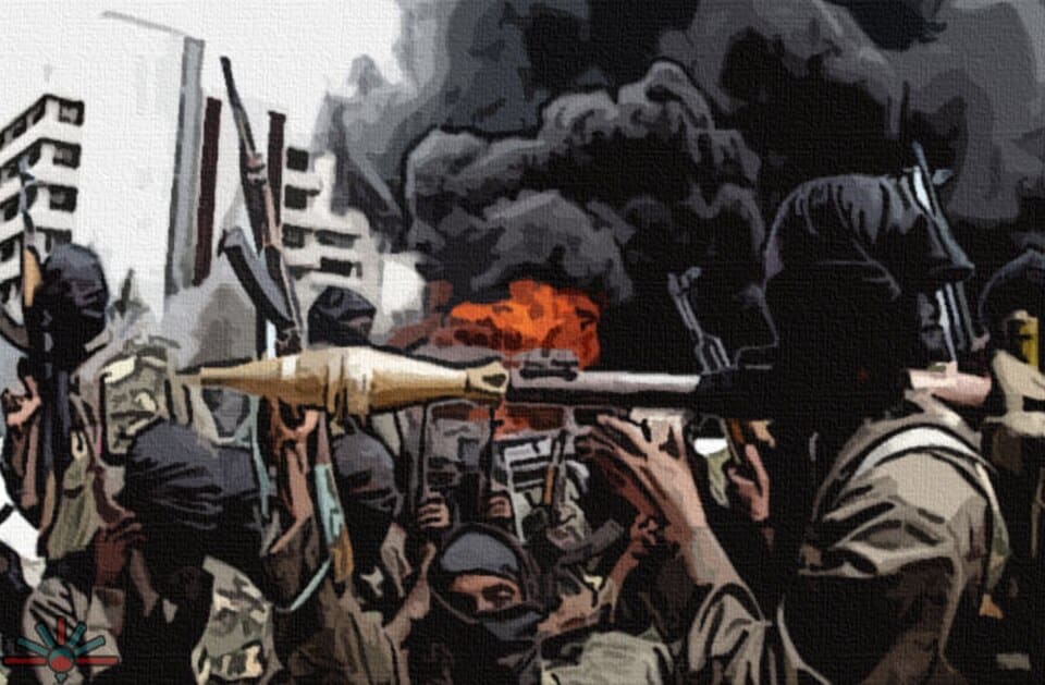 Un combattant de Boko Haram équipé d'un masque