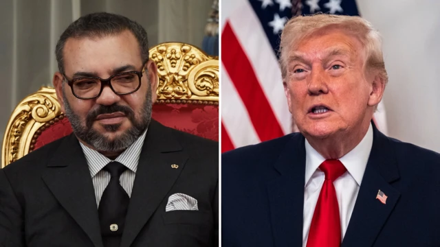 Portrait du roi Mohammed VI et du président américain Donald Trump